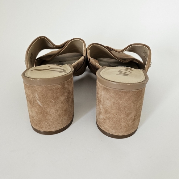 Sam Edelman 7.5 Women's Tan Suede Block Heel Sandals Stanley - Picture 4 of 12